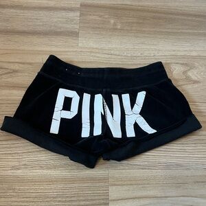 PINK Victoria's Secret Black Shorts with White Logo